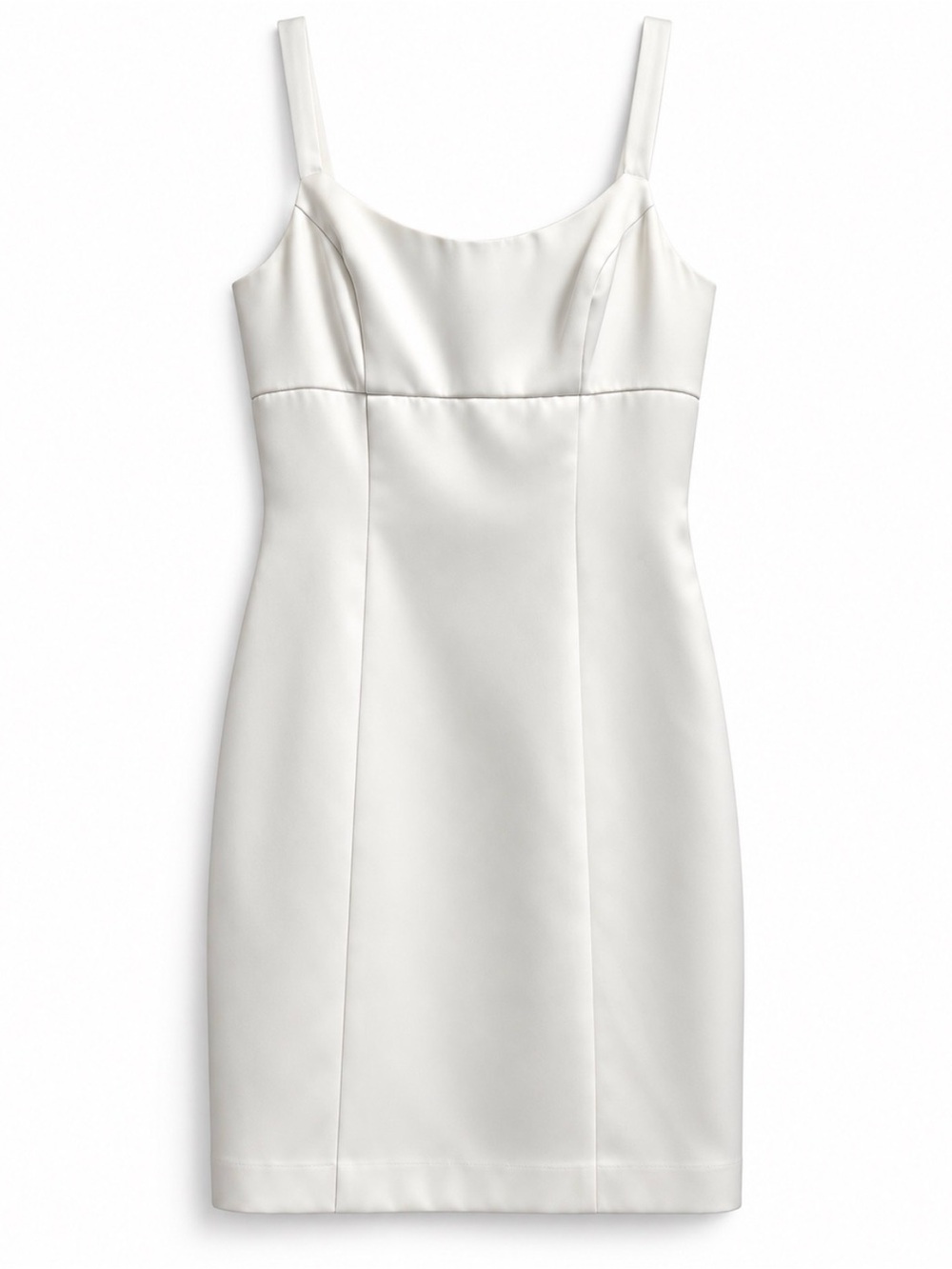 BCBG Paris Vintage Satin White Slip Dress with Thin Straps, Small